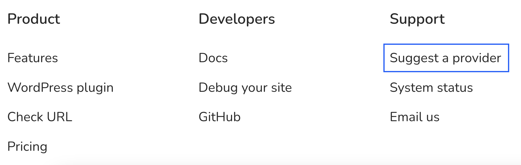 Alternative option for reporting a bug